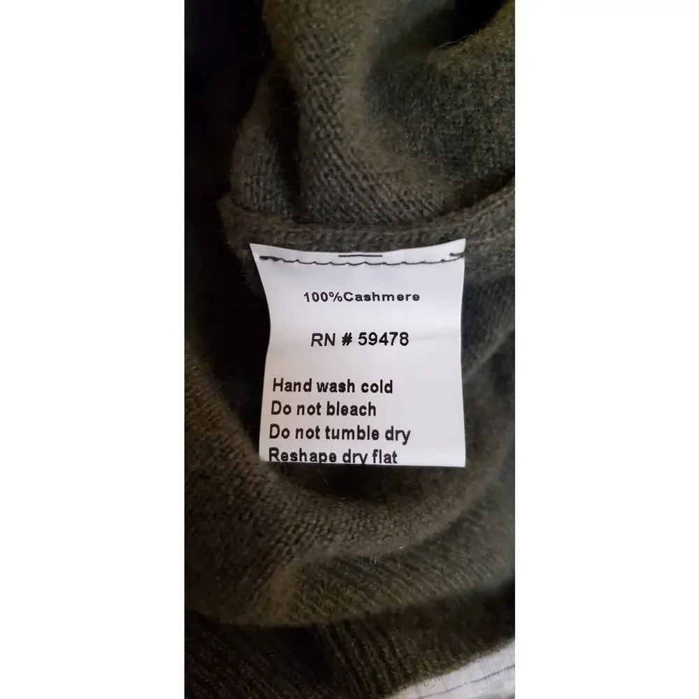 Mantovani Studio Olive Green V Neck 100% Italian Cashmere Sweater‎ Sz. L
